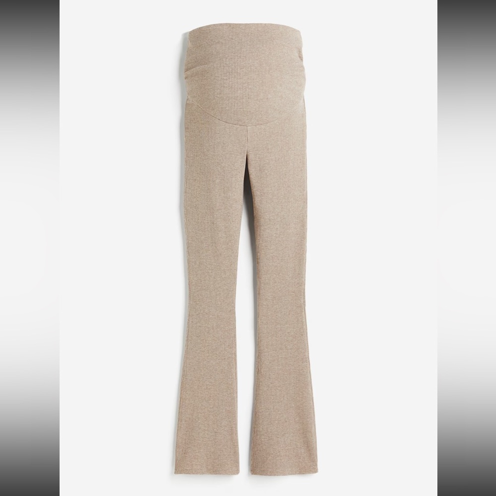 H&M Mama Maternity Women’s Light Beige Melange Before & After Ribbed Pants - Picture 4 of 16